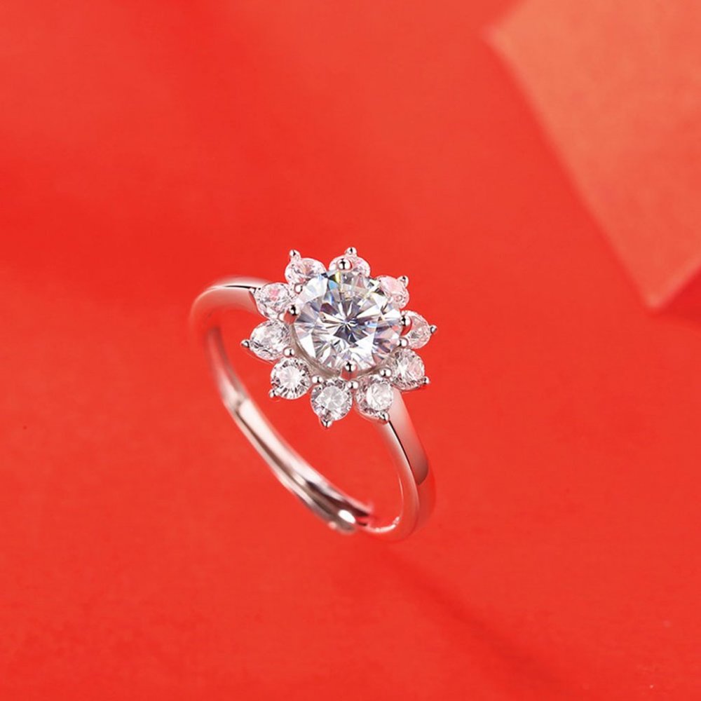 Certified 1ct. t.w. Moissanite Diamond Sunflower Ring NEW - Picture 5 of 13